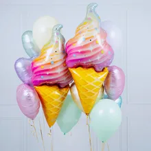 Летние вечерние воздушные шары из фольги с большим радужным мороженым для девочек, для вечеринки в честь Дня рождения, конфет, сладкий розовый шоколад, украшение для торта, балон