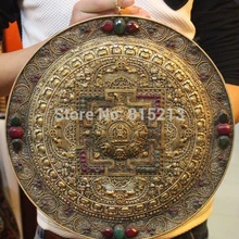Bi0011579 Тибет Буддизм Бронзовый 24 К Золото инкрустация Рубин Берилл 8 Символ Мандала Танка Статуя