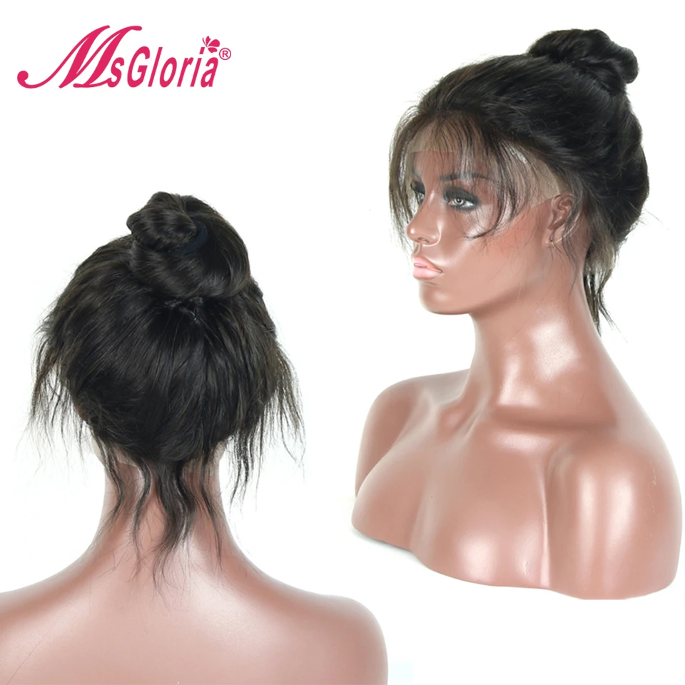 Msgloria remy волосы полностью кружевные человеческие волосы парики отбеленные узлы для женщин кружевные передние волосы парики предварительно выщипанные с детскими волосами объемная волна