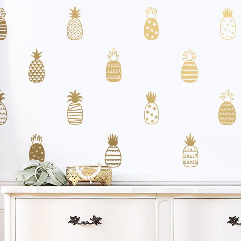14 стилей, сделай сам, ананас, художественный декор, виниловые наклейки на стену, милый ананас, Наклейки на стены, для детской комнаты, тату, уникальный Настенный декор