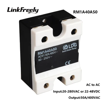 

RM1A40A50 AC AC Solid State Relay 50A,Electric Trigger Relay Switch Board,Output:42-440VAC Input: 20-280VAC/22-48V DC SSR Relay
