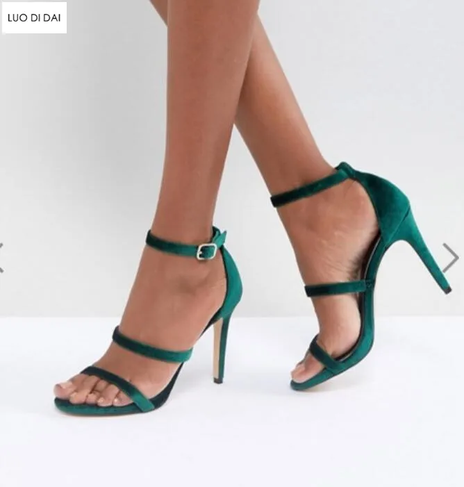 velvet green heels