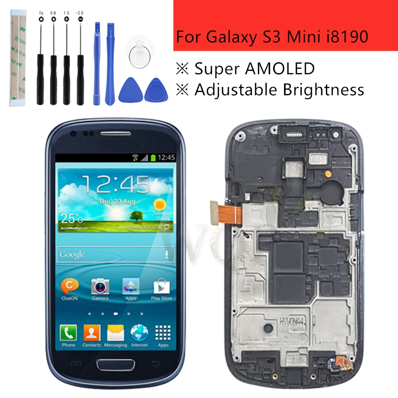 Для Samsung Galaxy S3 Mini ЖК-дисплей сенсорный дигитайзер в сборе с рамкой I8190 i8190N i8195 i8200