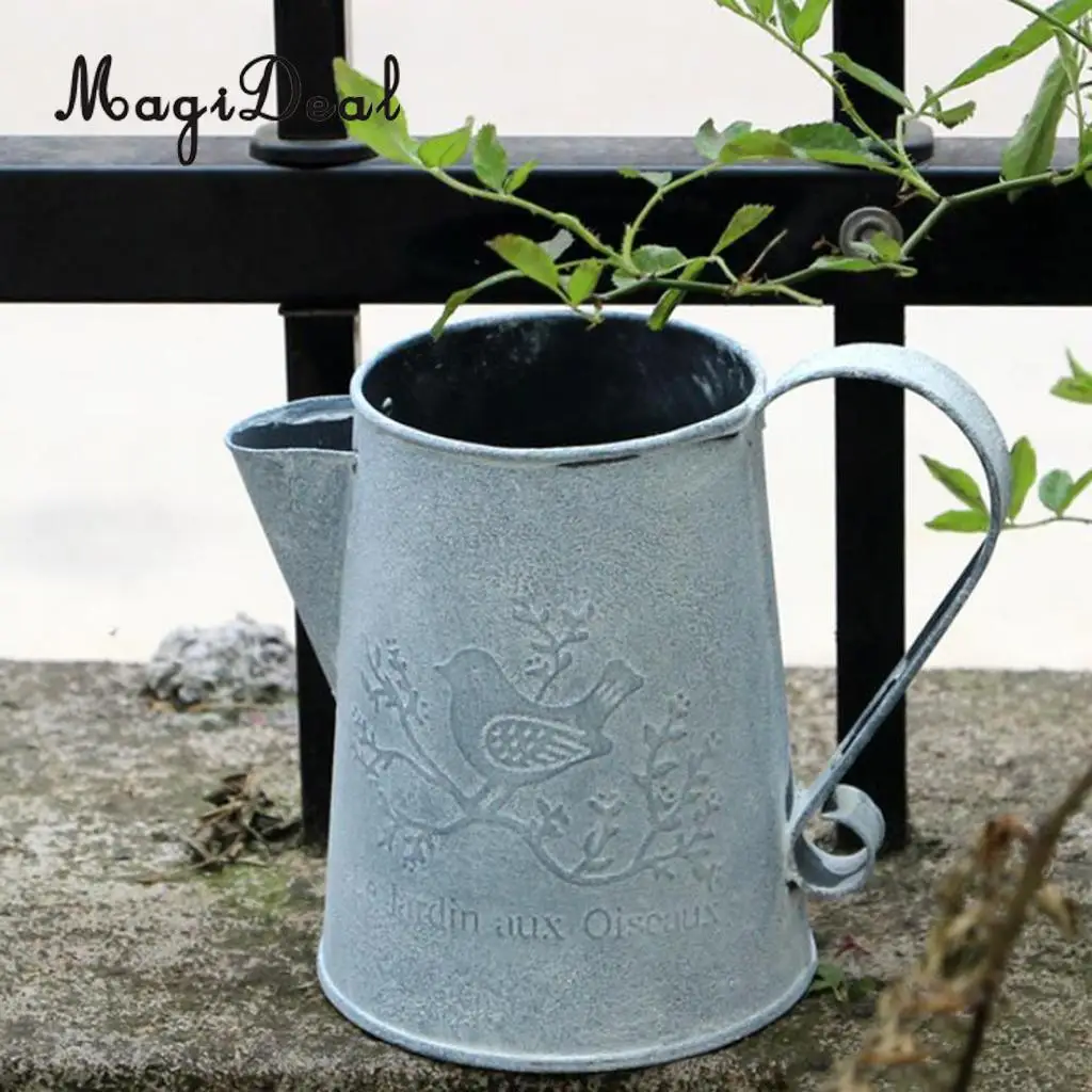 2 Pcs Metal Vintage Watering Can Plants Herb Flower Buckets Pot Garden Decor 2 Pcs Metal Vintage Watering Can Plants Herb Flower Buckets Pot Garden Decor