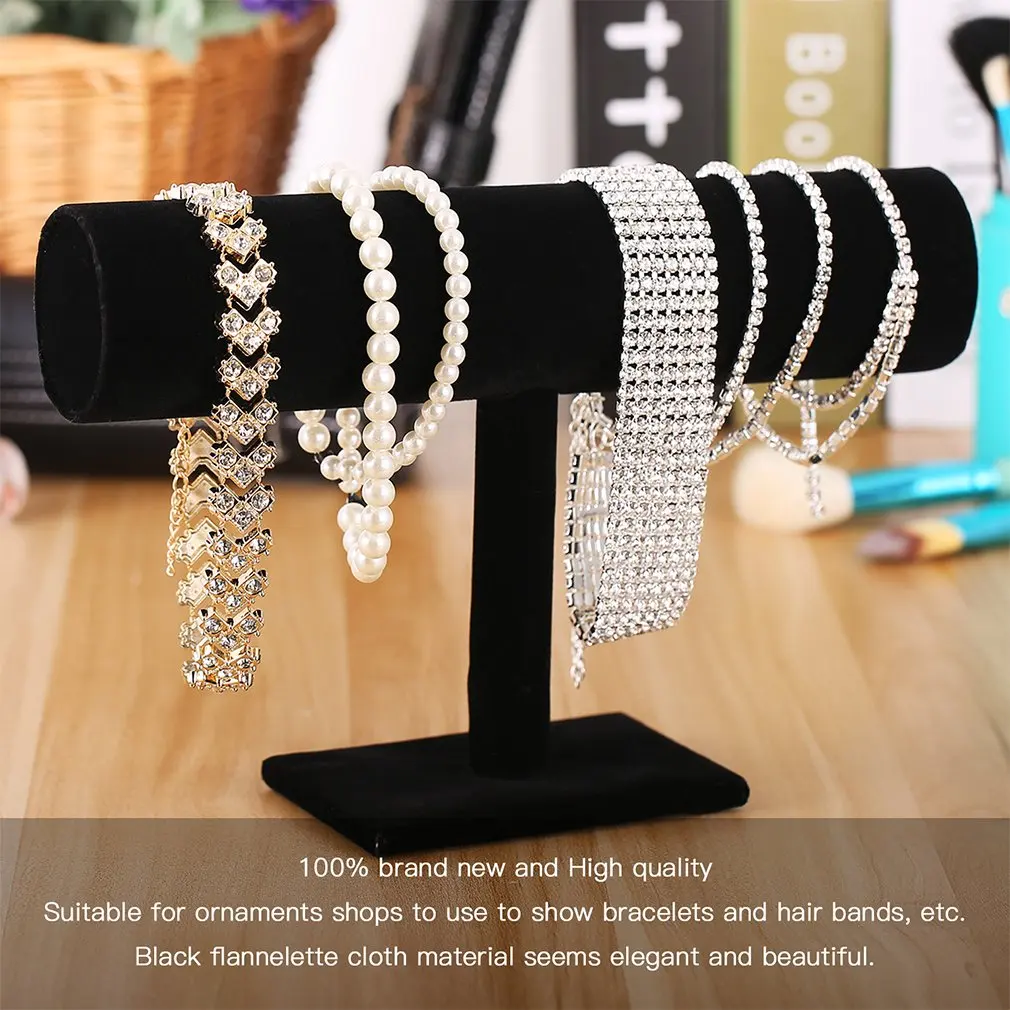 1PC Black Velvet Bracelet Chain Watch Winder T Bar Rack Jewelry Hard Display Stand Holder Jewelry Organizer Saat Kutusu 1PC Black Velvet Bracelet Chain Watch Winder T Bar Rack Jewelry Hard Display Stand Holder Jewelry Organizer Saat Kutusu