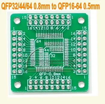

wholesale 10pcs QFP32 QFP44 QFP64 0.8mm to QFP16-64 0.5mm Double-sided SMD adapter plate convertor board