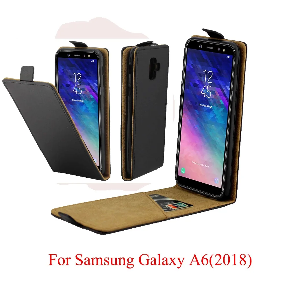 

For Samsung Galxy A6 2018 Cover Luxury PU Leather Flip Case For Samsung A6 Vertical Open Down Up Cover For Galaxy A6 Phone Case
