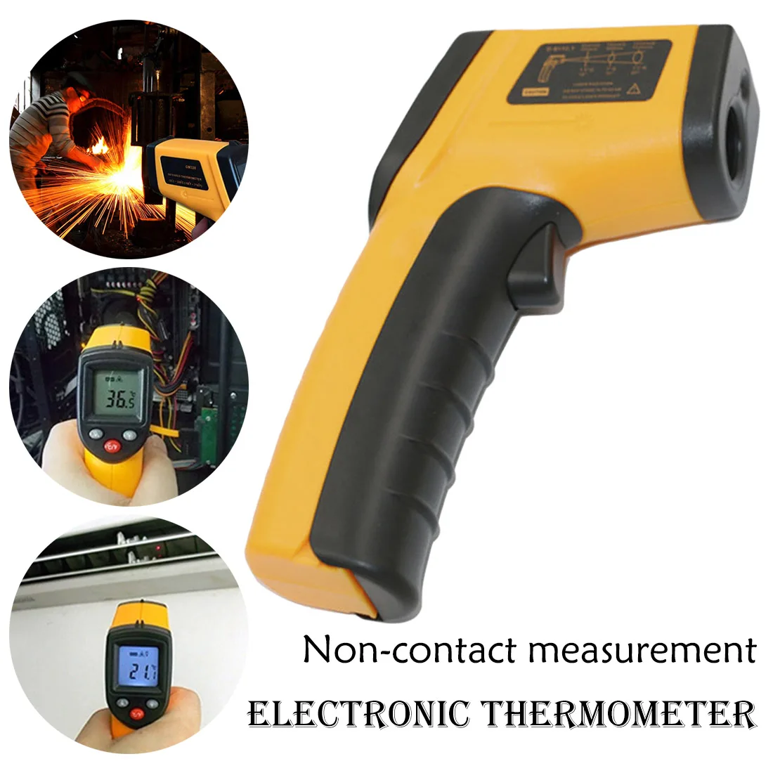 

Industrial infrared kitchen temperature gun Infrared thermometer testmetersd etector -50~380degree Handheld GM320 Point Gun