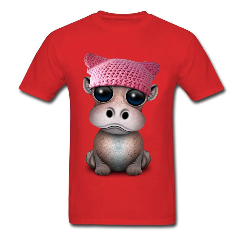 Cute Baby Hippo Wearing Pussy Hat_red