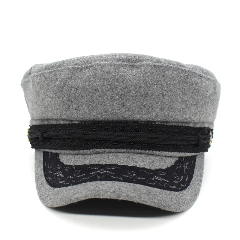 Ditpossible модные шапки с кружевами для девочек, шапки в стиле милитари, женские шапки из шерсти и хлопка, черные, серые, темно-синие