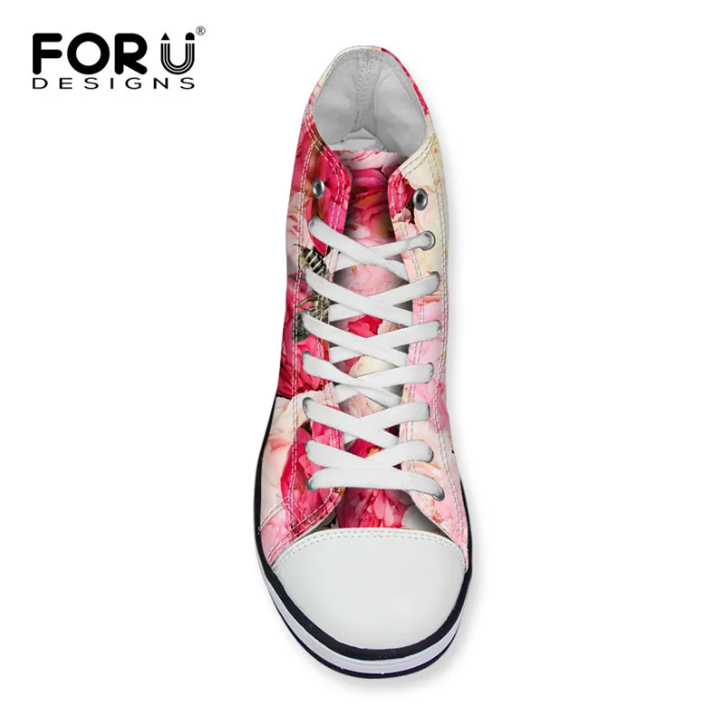 FORUDESIGNS/Модная женская повседневная парусиновая обувь с цветочным узором; обувь на шнуровке; Вулканизированная женская обувь с цветочным узором; zapatos mujer