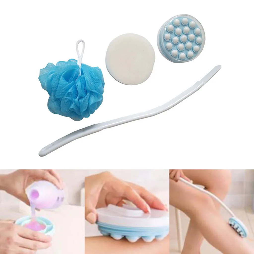 3 piece suit Bath Brush Long Handled Lotion Oil Cream Applicator Body