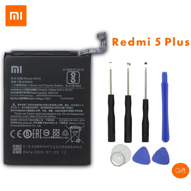 Xiaomi оригинальный запасной аккумулятор для Redmi 5 Plus 99 &quotBN44 батареи мобильного