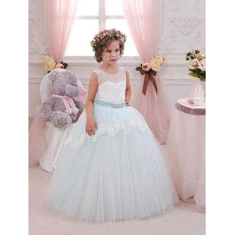 white and sage green flower girl dresses
