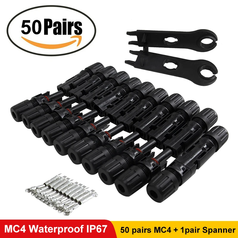

PowMr 50Pairs x MC4 Connector male and female MC4 Solar Panel Connector used for Solar Panel PV Cable 2.5mm2 4mm2 6mm2 IP67