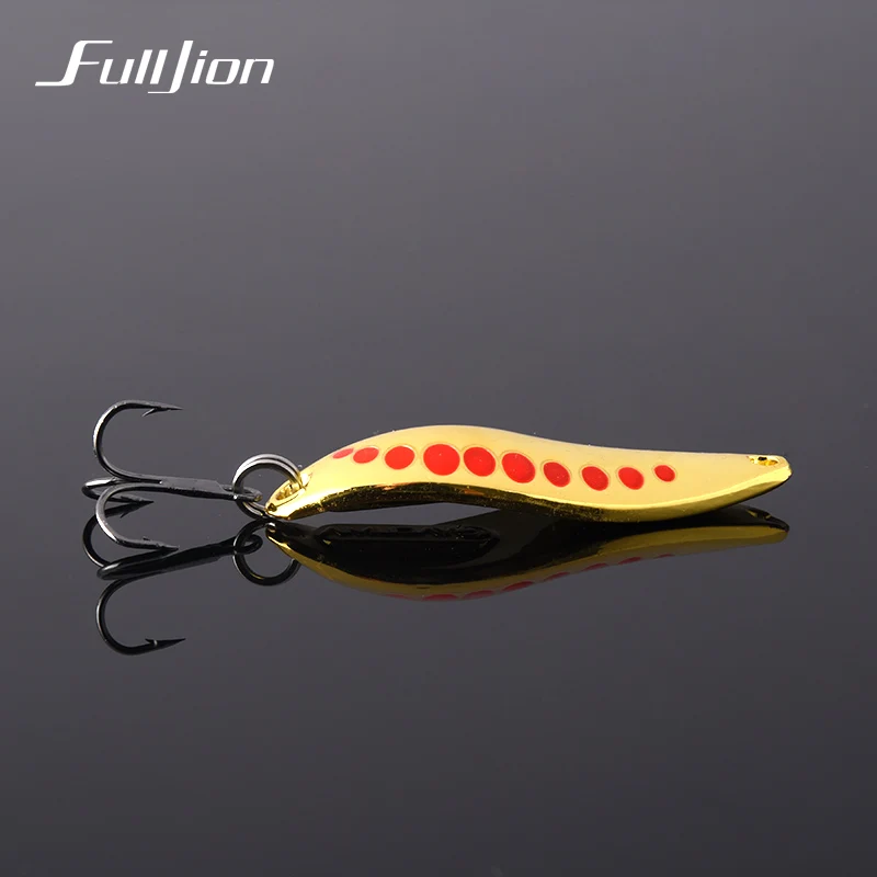 Fulljion 1 шт. рыболовные приманки металлическая блесна ложка рыболовная приманка жесткие приманки блестки шум блестка с тройным крючком снасти - Цвет: Golden 5g