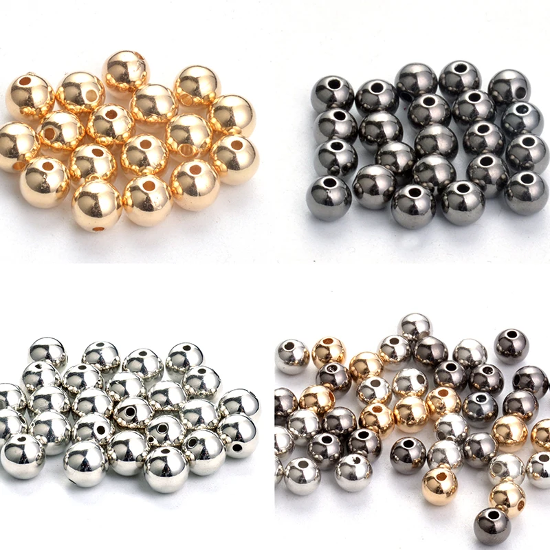 

4mm 6mm 8mm 10mm 12mm 30-300pcs Gold/Silver/Gun-Metal Plated CCB Round Seed Spacer Beads For Fashion Jewelry making