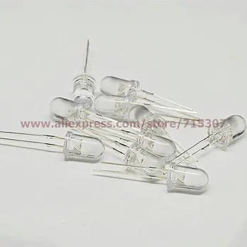

PHISCALE 50pcs 5mm yellow led round with domed top transparent lens high brightness 2pins though hole