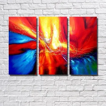 

100% Hand-painted Oil Paintings Home Decor the Sitting Room The Bedroom 3 spell Abstract Red Blue Yellow Painting Wall Picture