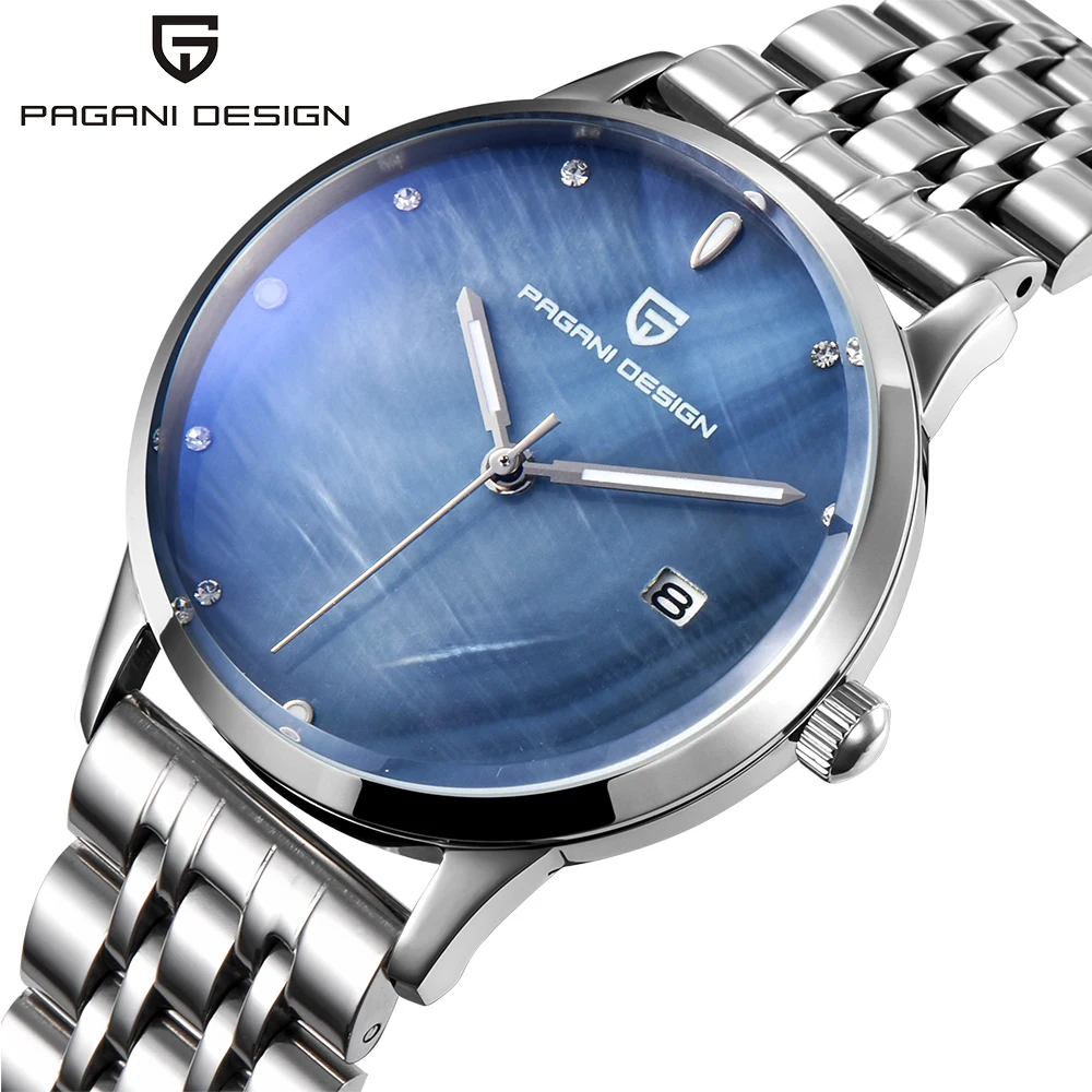 Kopen PAGANI ONTWERP Merk Lady Fashion Rvs Quartz Horloge Vrouwen Waterdichte shell dial Luxe Jurk Horloges Relogio Feminino