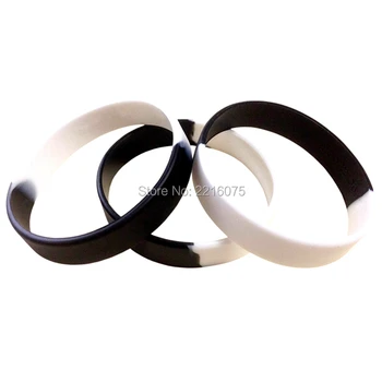 

100pcs Black & White Segmented silicone wristband rubber bracelets free shipping