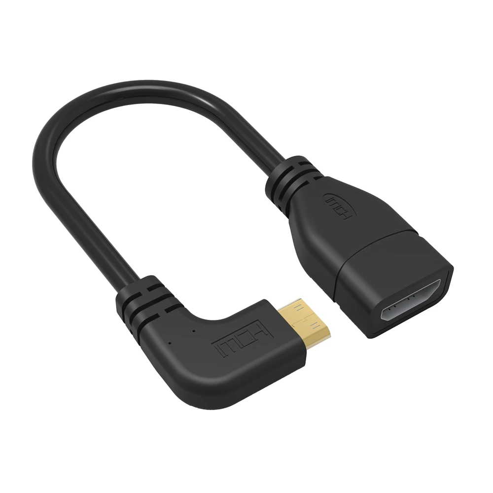 90 градусов прямоугольный мини HDMI к HDMI мужчин и женщин кабель для HDTV 1080p PS3 Evo htc Vedio позолоченный