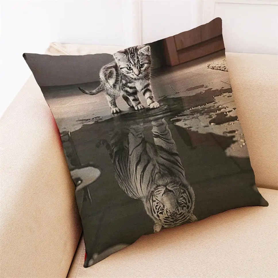 

ISHOWTIENDA Home Decor Cushion Cover Animal Throw Pillowcase Pillow Covers Tiger Cat decorative pillows for sofa 0416