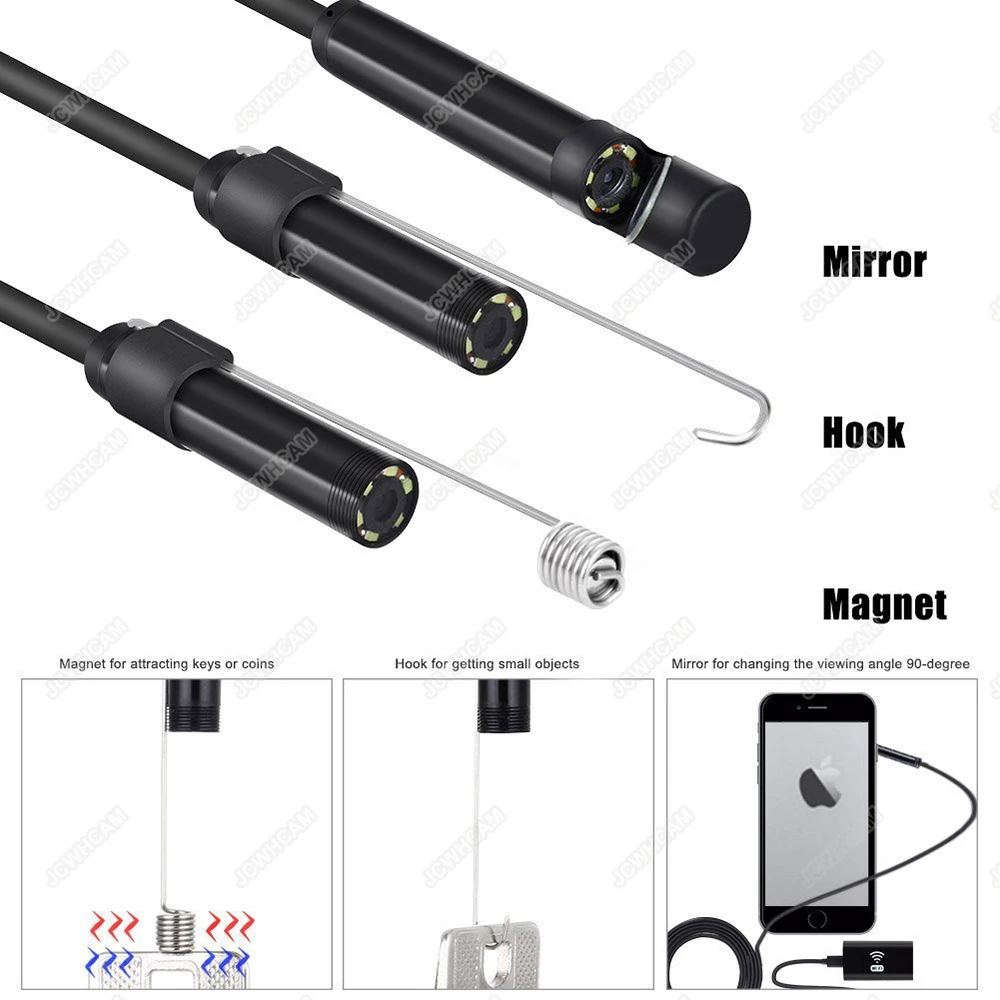 1/2/3,5/5 м 8 мм 720P 2MP Универсальный Wifi Android камера наблюдения эндоскопа USB бороскоп Гибкая Трубочная мини Камера микрокамера охранного для Iphone PC