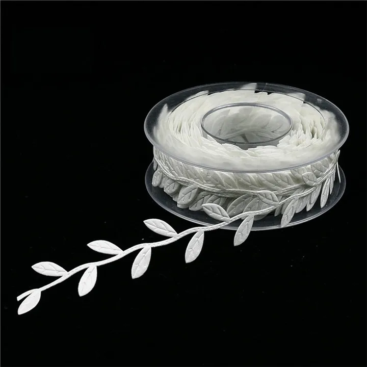 4  2.5cmx15M Leaf Lace Ultrasonic Embossed Leaf Ribbon Wedding Decor Birthday Party Supplie Satin Ribbon Diy Make Flowers Ornament