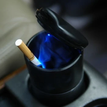 

Durable portable car ashtray car interiors Home frame set black dolly travel cigarette ash holder LED lamp ashtray Black