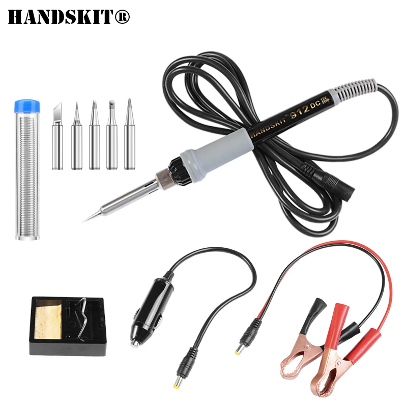 

12V 35W Car Electric Solder Soldering Iron With DC Power Clips Cable Soldering Iron Kit 900m Tip