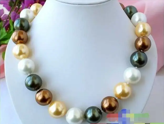 

FREE SHIPPING HOT sell new Style >>>> p1354 HUGE 18" 20MM multicolor SOUTH SEA SHELL PEARL NECKLACE