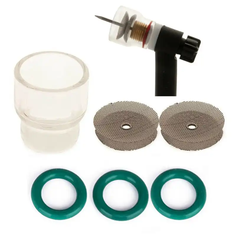 6pcs Set Welding Torch Glass Pyrex Cups TIG Gas Lens Filters O-Rings Attachment