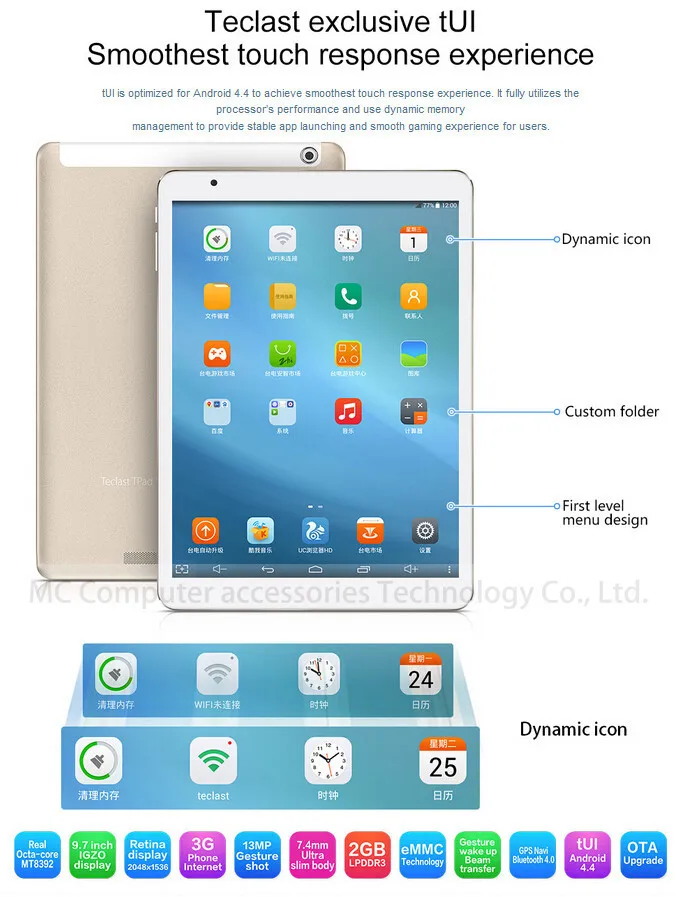 Teclast P98 3g Восьмиядерный MTK8392 Tablet PC retina 9,7 дюймов 2048x1536 двойной Камера 13.0MP Android 4,4 gps телефон с приемом WCDMA 2 ГБ/16 ГБ