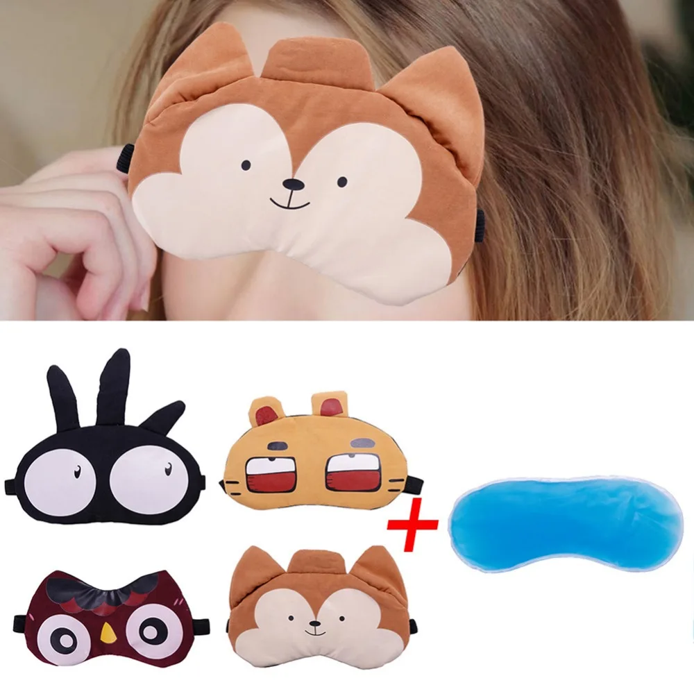 

Cute Sleep Eye Mask Cartoon Eye Shade Bandage Rest Travel Relax Sleeping Aid Blindfold With Ice Cover Eye Patch #280021