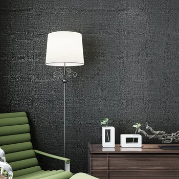 

Modern Simple Solid Black Grey Wallpaper Roll Flocked Non-woven Wall Paper for Bedroom Wedding Room TV Background 10MX53CM
