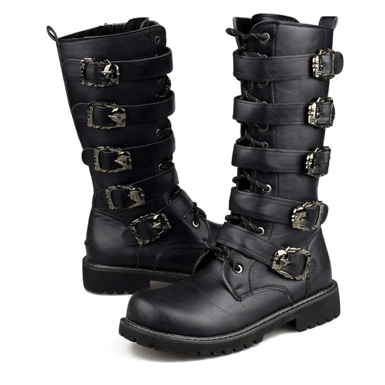 haskell crinkled leather and metallic bouclé combat boot