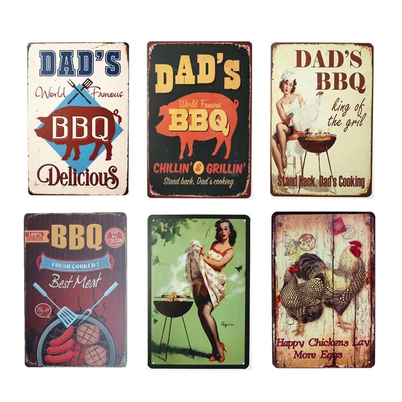 Dad S Bbq Retro Plaque Wall Decor For Bar Pub Kitchen Party Zone