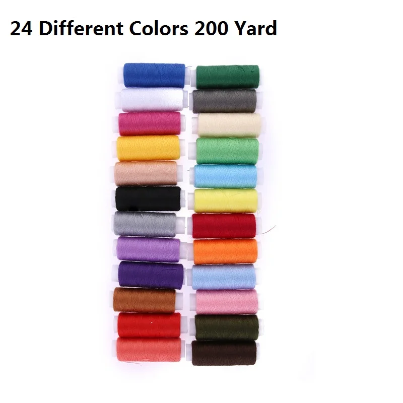 24Pcs 200 Yards Полиэфирные нитки для вышивки для швейной машины, нитки для рукоделия, нитки для ручного шитья - Цвет: 24Pcs 200 Yards