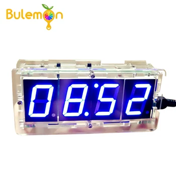 

Blue LED Electronic Clock with Case Microcontroller Digital Clock Time Thermometer DIY Kit