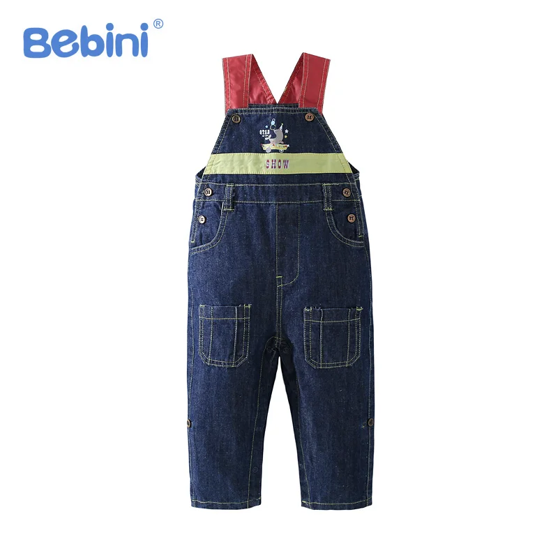 Bebini baby boy jeans kids overalls denim suspender trousers denim