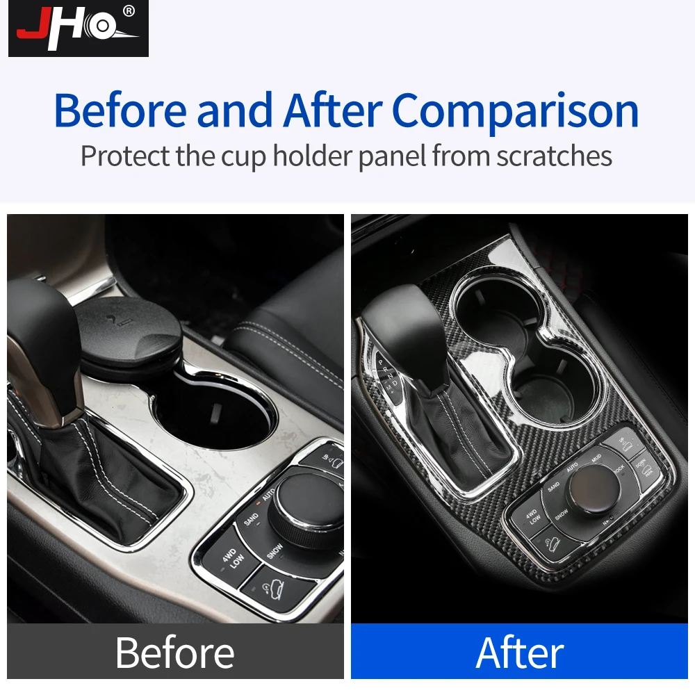 JHO настоящий карбоновый подстаканник панель Накладка для Jeep Grand Cherokee 2014 2020 2019 2018