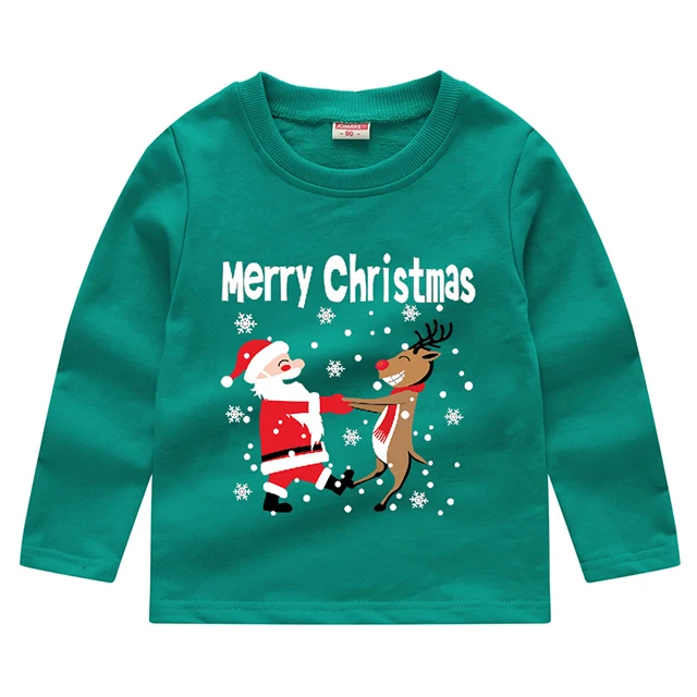 New Baby Girls Christmas Sweatshirts Autumn Winter Children Sweatshirts Long Sleeves Sweatshirts T-shirt Kids Clothes - Цвет: Green