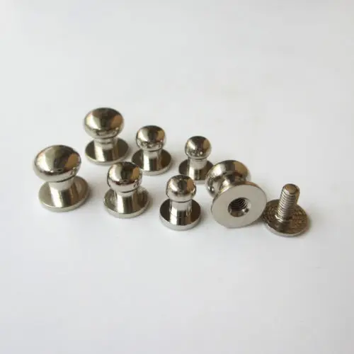 15pcs "6mmx4mm (Rivet) +7mm (Screw) Sliver Color" Male to Female DIY Pure Copper Rivet Belt