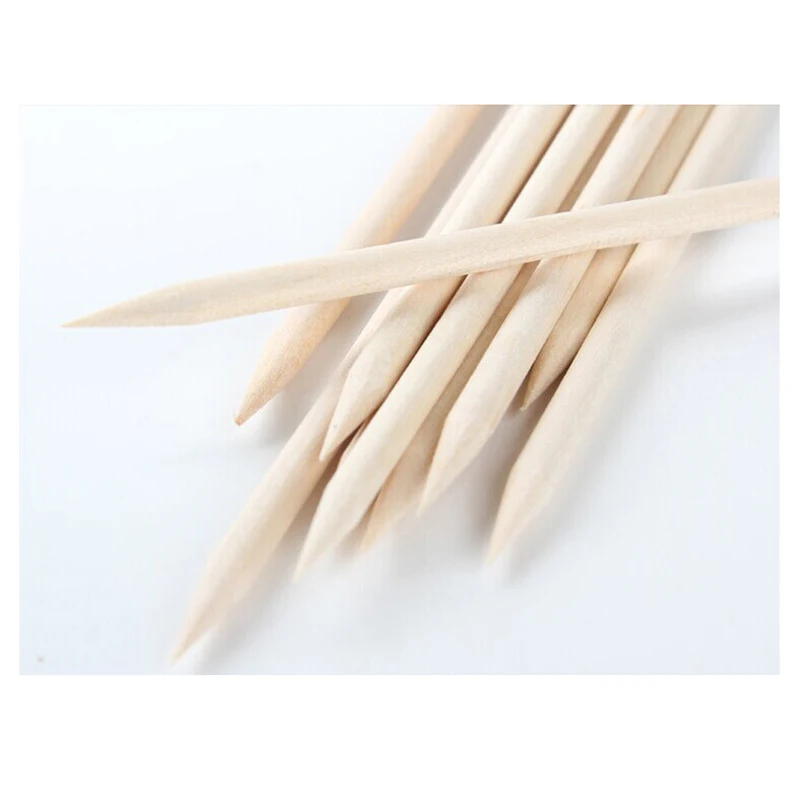 Деревянные для ногтей палочки, 100 шт Профессиональный дизайн ногтей Маникюр Педикюр палочки для отодвигания кутикулы, ногтей горный хрусталь инструменты