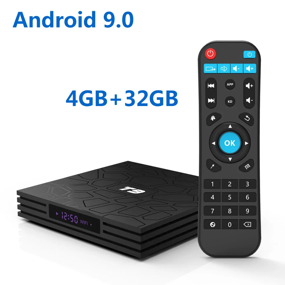 T9 Smart tv BOX Android 9,0 OS 4 Гб+ 32 ГБ/64 Гб RK3328 четырехъядерный Wi-Fi 2,4G 1080P 4K YouTube Netflix медиаприставка - Цвет: 9.0 4G-32G TV BOX