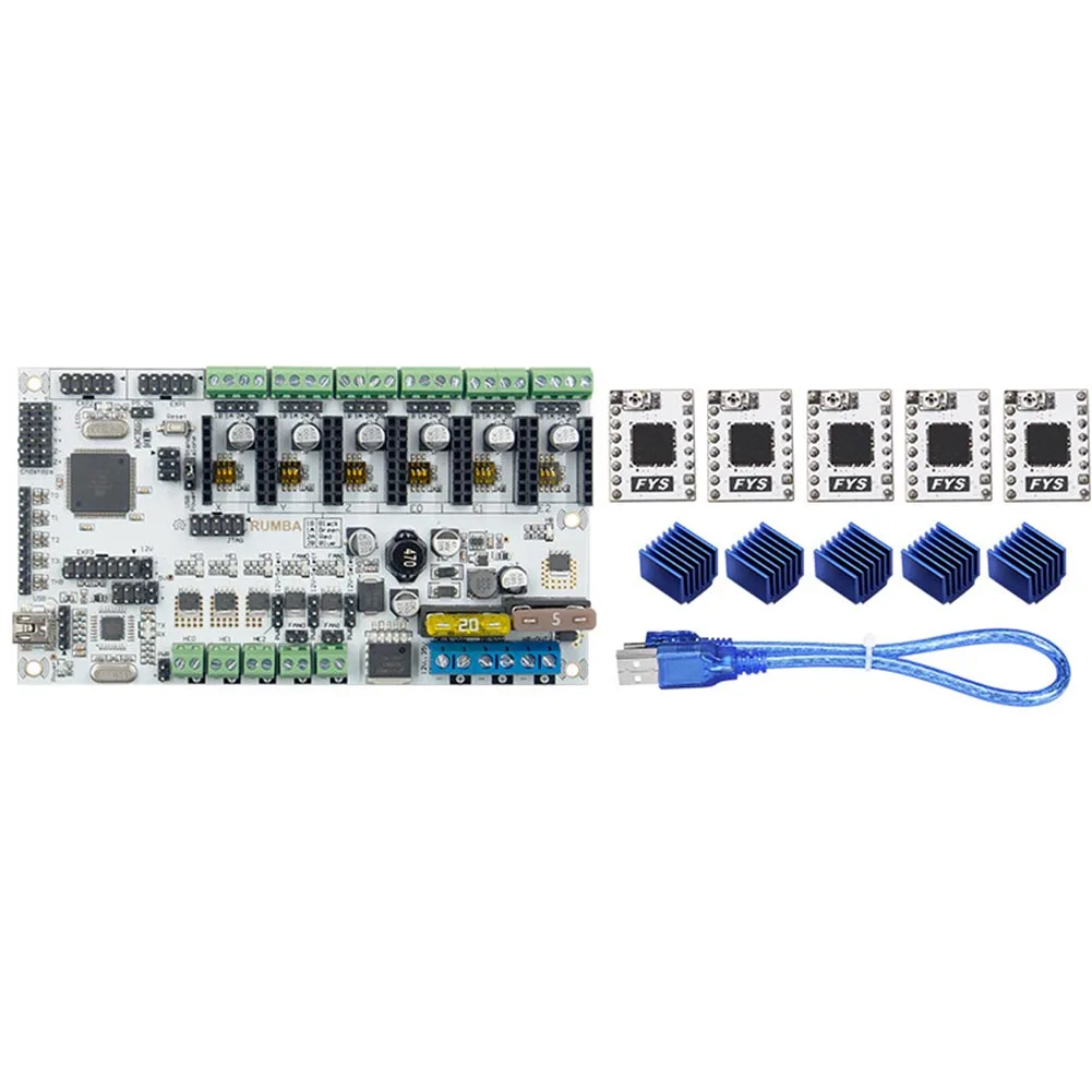 

3D Printer Start Kits Mother Board Upgrade Rumba+S109 Driver+Heat Sink Support with 6pcs Extruder SL@88