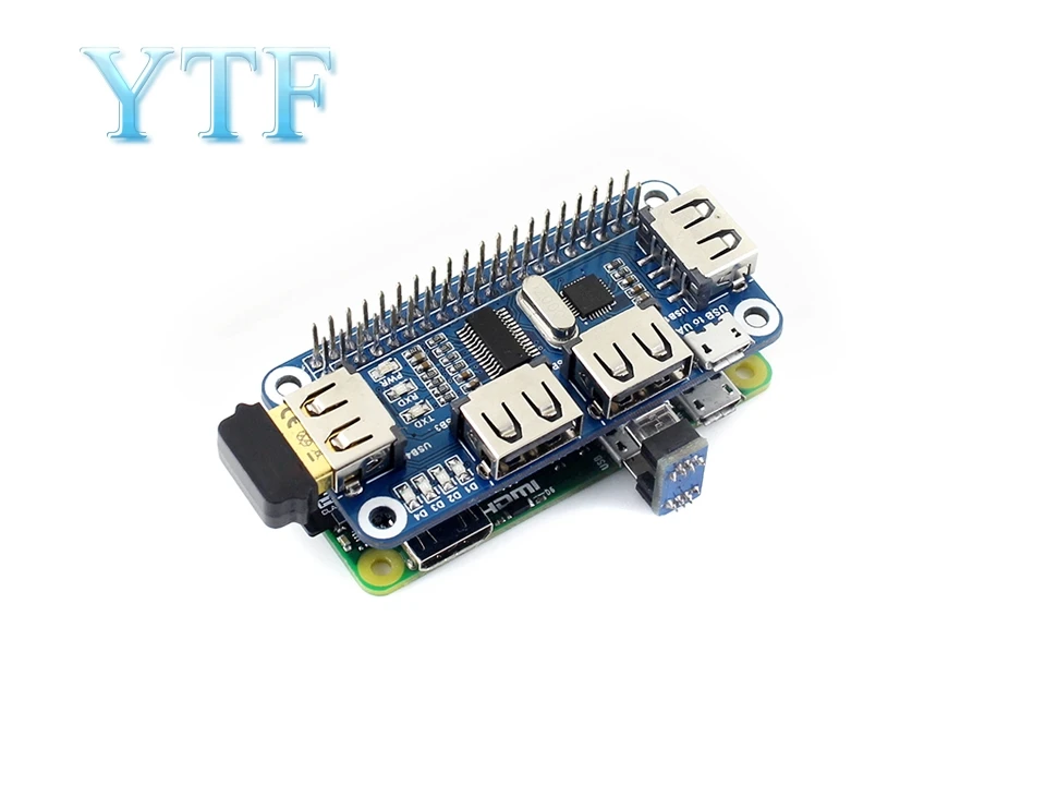 

4 Ports USB HDM HUB HAT for Raspberry Pi 3 / 2 / Zero W Extension Board USB to UART for Serial Debugging compatible with USB