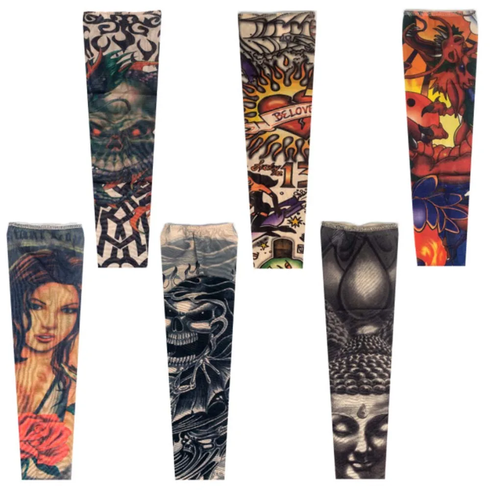 

1pc sun sleeve tattoos Designs Nylon Elastic Sleeve Arm Stockings temporary Spring Summer Protect Long Arm Warmer Party Decor