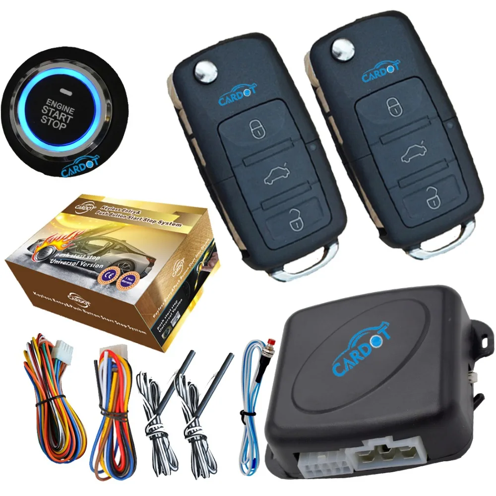 auto car smart security alarm system with start stop button passive central lock unlock car door